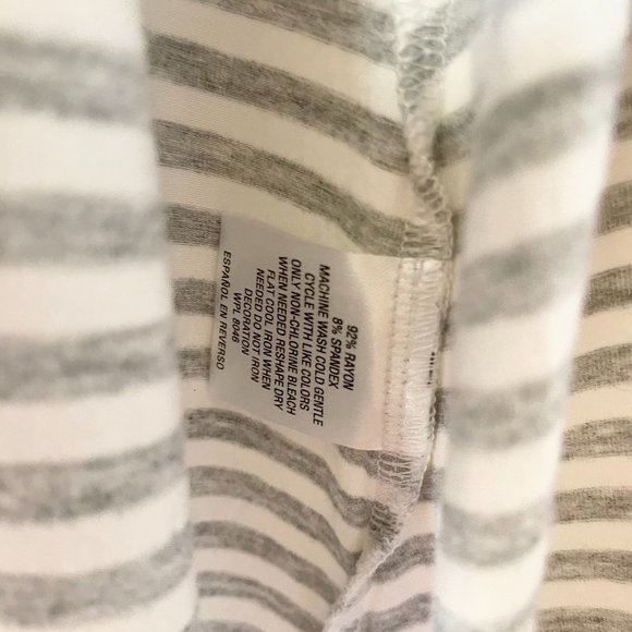 Style & Co Gray White Striped Floral Embroidered Off Shoulder Dress Womens Large - Picture 5 of 5